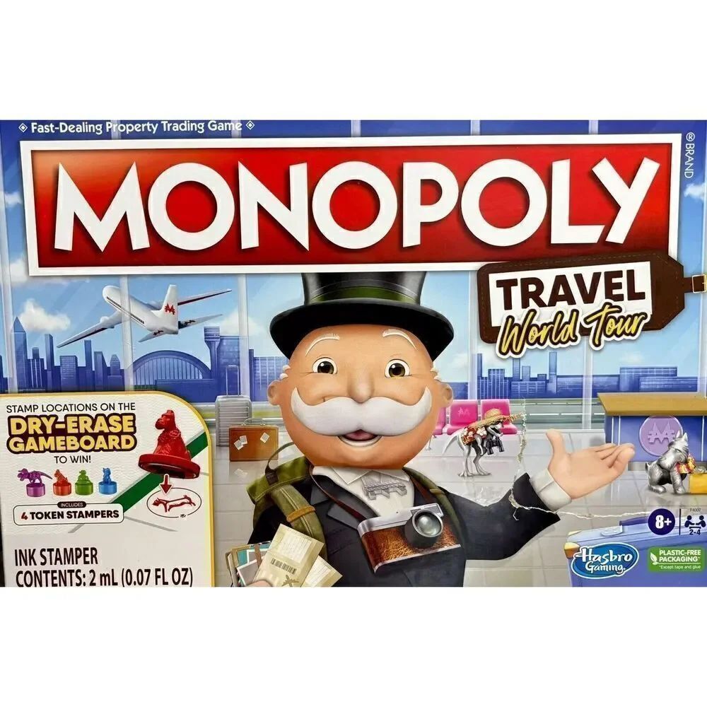 Monopoly Travel World Tour Board Game for Families and Kids Ages 8+